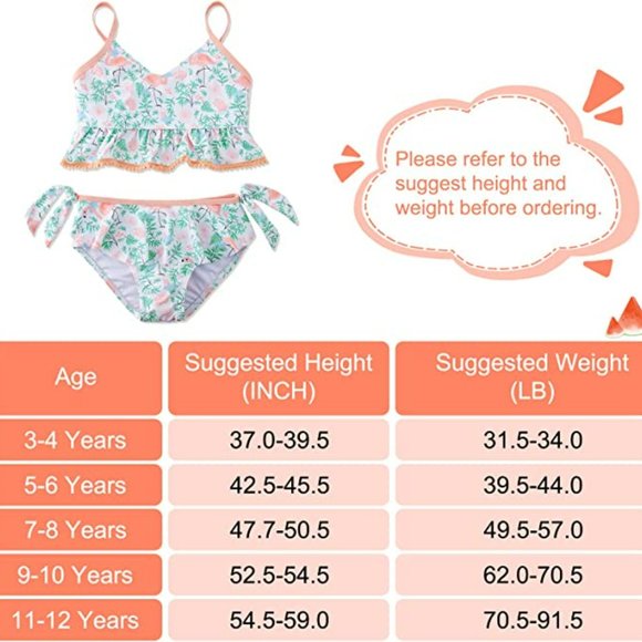 SWIMSOBO  Girls Mermaid Ruffle Two Piece Bikini Bathing Suit Set    A193-30 - Picture 7 of 7